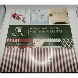 DCWV 12x12 Holiday Glitzy Glitter Cardstock Christmas 24 Sheet - New